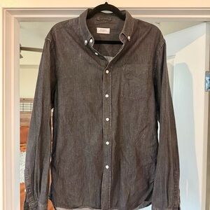 Saturdays NYC New York City Charcoal Chambray Button Down Shirt Size L